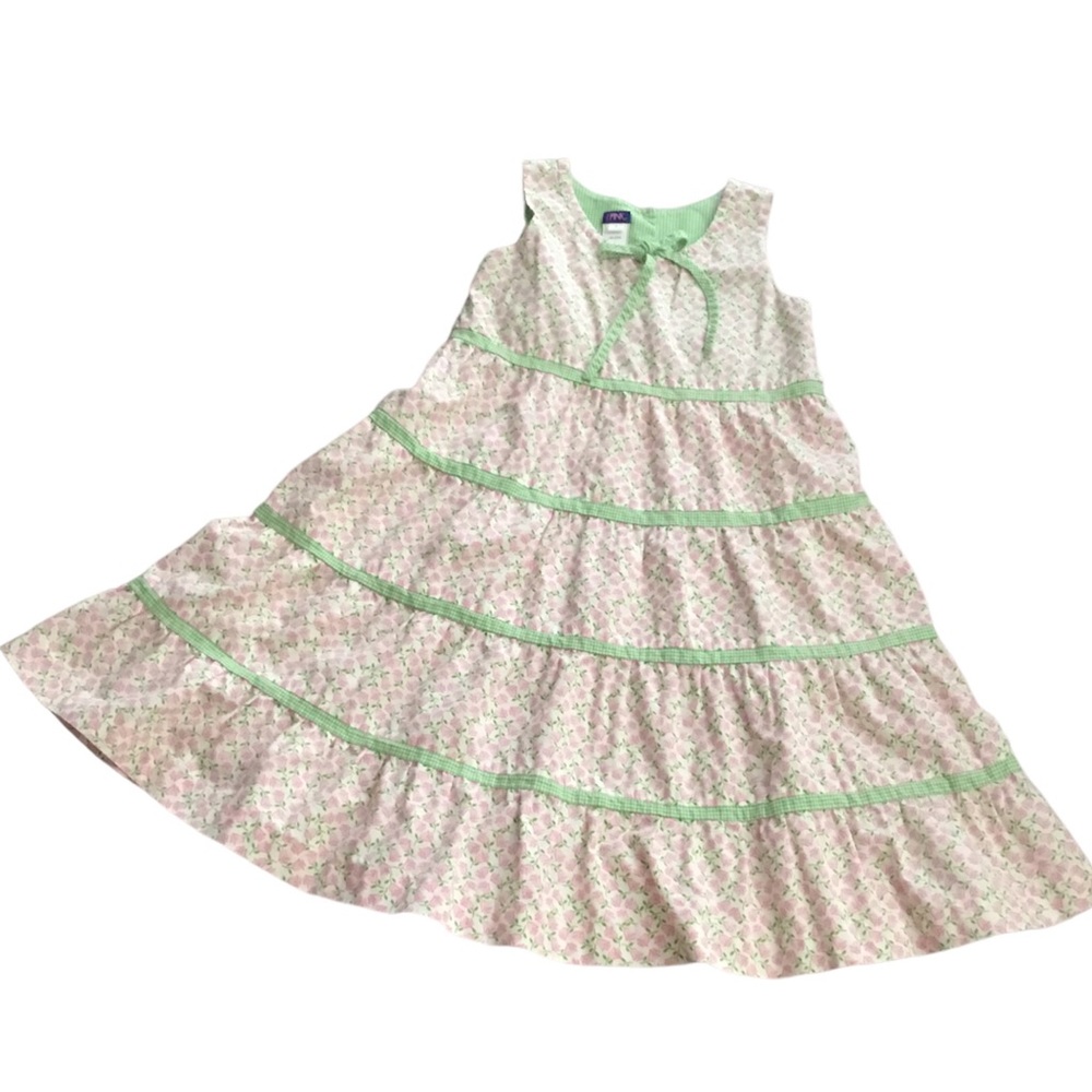 Adorable Floral with Gingham Trim Sleeveless Dress Size 6